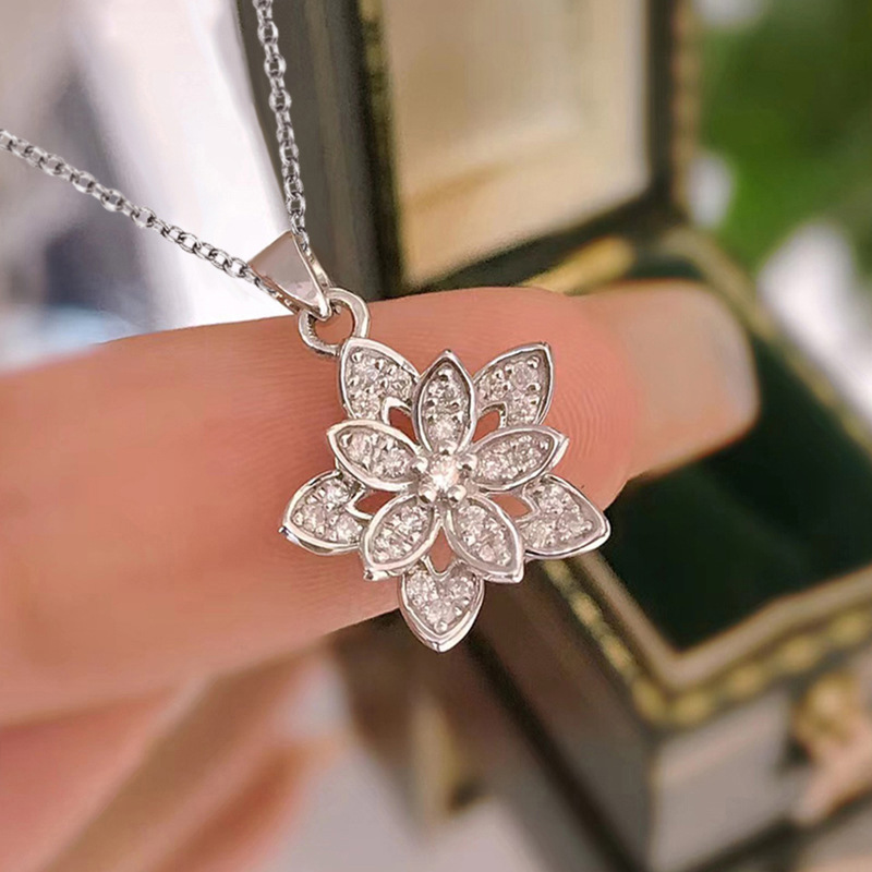 Birth Flower Necklace - Naszyjnik ze srebra próby 925 z